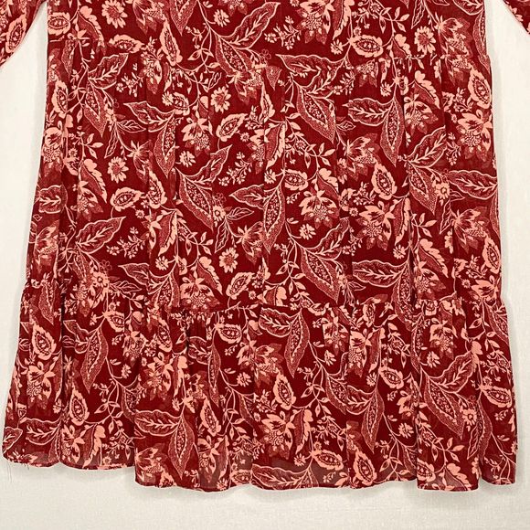 1.State Dress Large Burgundy Pink Floral Tunic Knee Length Fully Lined - Picture 4 of 10